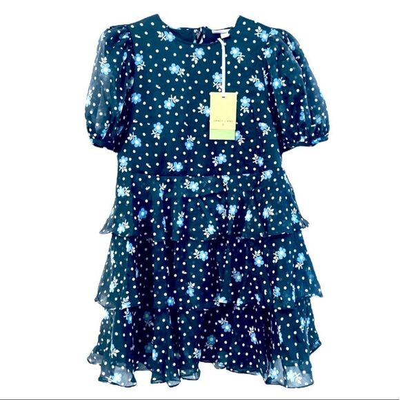 Sandy Liang X Target Floral Print Short Puff Sleeve Tiered Polka Dot Mini Dress - Picture 5 of 5